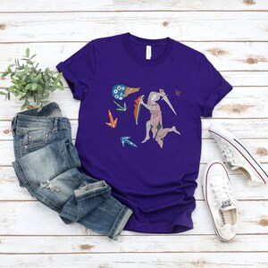 Medieval Knight vs Snail T-Shirt Gothic Marginalia Art Shirt Funny Manuscript Tee Team Purple