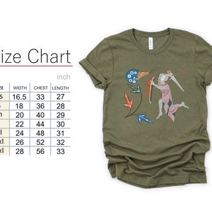 Medieval Knight vs Snail T-Shirt Gothic Marginalia Art Shirt Funny Manuscript Tee Heather Olive