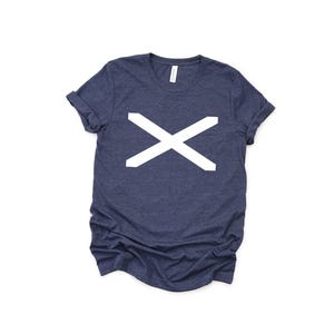 Scotland Shirt Scottish Flag Shirt Saint Andrew's Cross T-shirt World Cup Heather Navy
