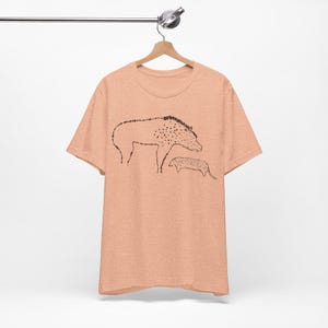 Hyena Shirt Cave Painting Tee Chauvet Tshirt Prehistoric Art T-Shirt Heather Peach