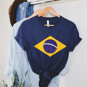 Brazil Shirt Brazilian Flag Tee World Cup T-Shirt Soccer Football Fan Tee Navy