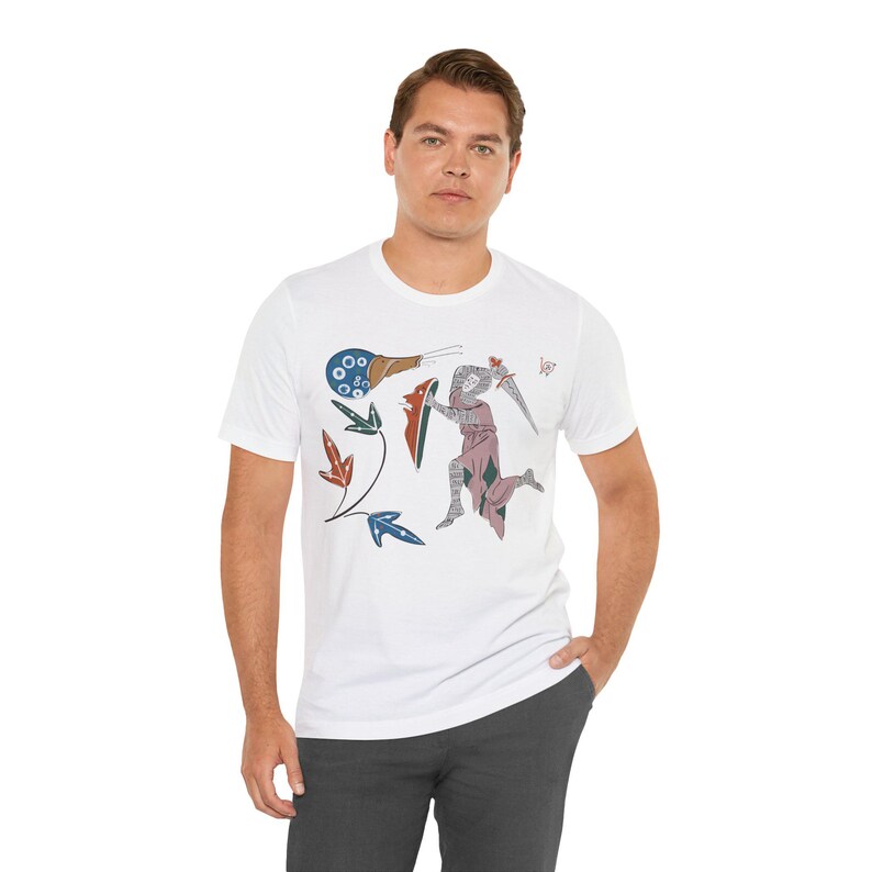 Medieval Knight vs Snail T-Shirt Gothic Marginalia Art Shirt Funny Manuscript Tee image 17