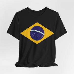 Brazil Shirt Brazilian Flag Tee World Cup T-Shirt Soccer Football Fan Tee Black