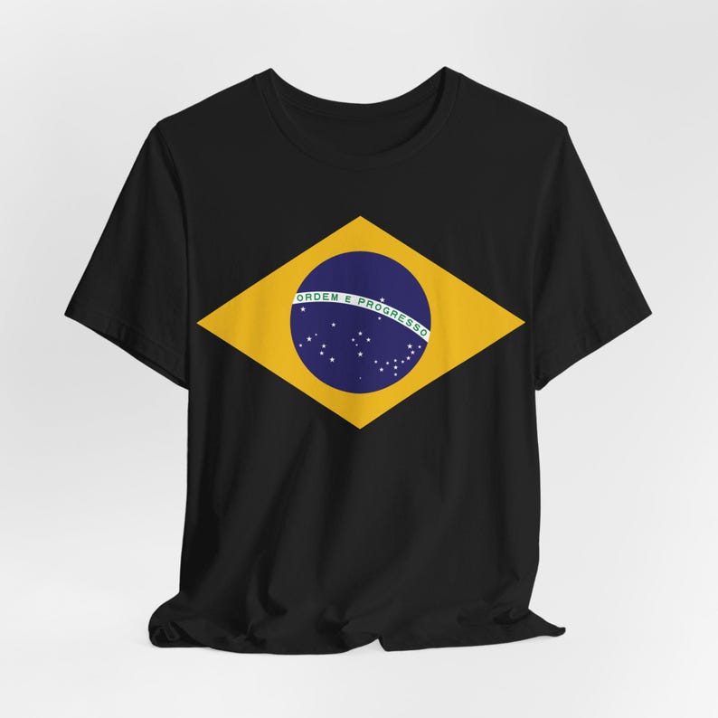 Brazil Shirt Brazilian Flag Tee World Cup T-Shirt Soccer Football Fan Tee Black