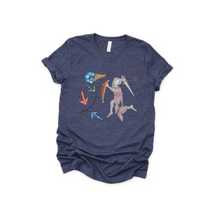 Medieval Knight vs Snail T-Shirt Gothic Marginalia Art Shirt Funny Manuscript Tee Heather Navy