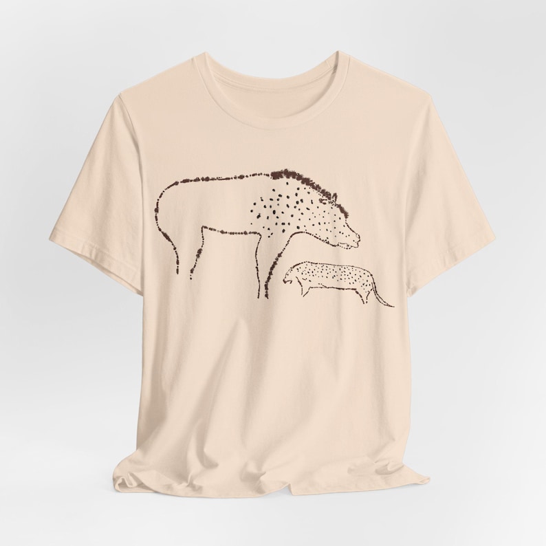 Hyena Shirt Cave Painting Tee Chauvet Tshirt Prehistoric Art T-Shirt Soft Cream