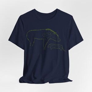 Hyena Shirt Cave Painting Tee Chauvet Tshirt Prehistoric Art T-Shirt Navy