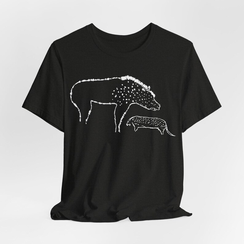 Hyena Shirt Cave Painting Tee Chauvet Tshirt Prehistoric Art T-Shirt Black Heather