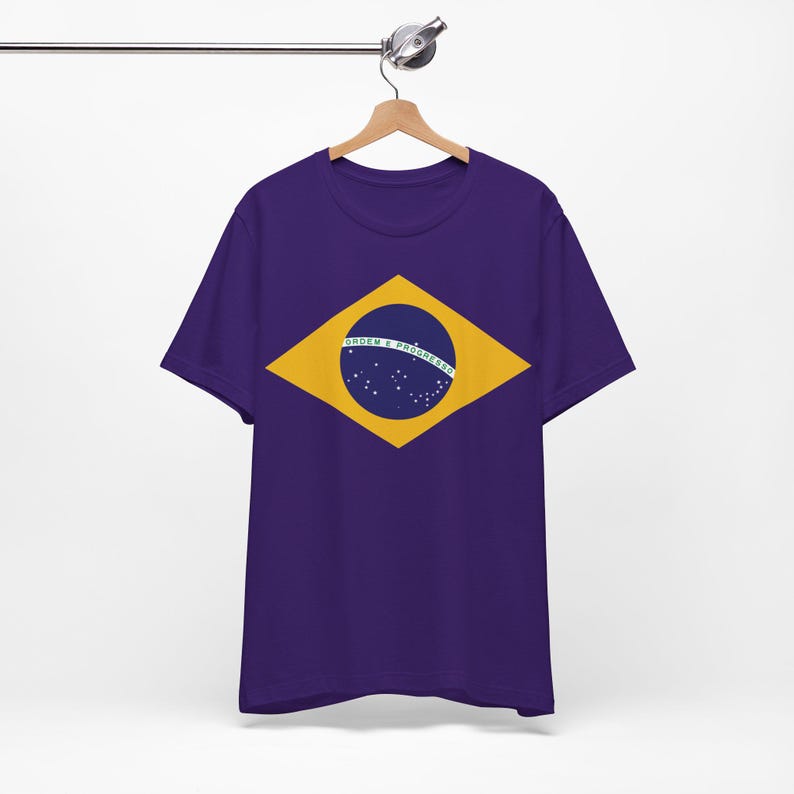 Brazil Shirt Brazilian Flag Tee World Cup T-Shirt Soccer Football Fan Tee Team Purple