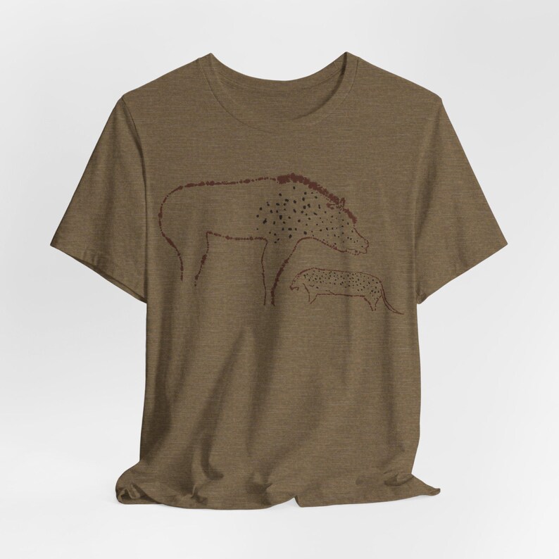 Hyena Shirt Cave Painting Tee Chauvet Tshirt Prehistoric Art T-Shirt Heather Olive