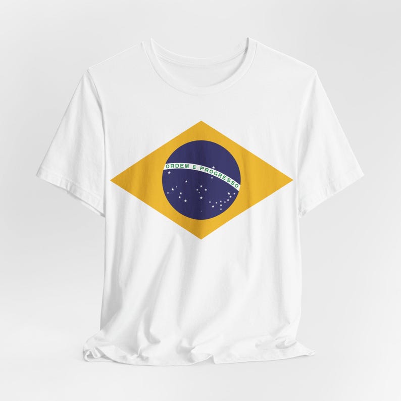 Brazil Shirt Brazilian Flag Tee World Cup T-Shirt Soccer Football Fan Tee White