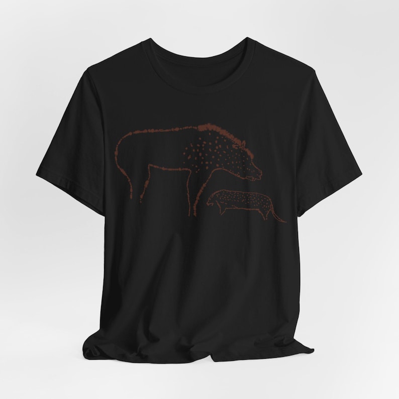Hyena Shirt Cave Painting Tee Chauvet Tshirt Prehistoric Art T-Shirt Black