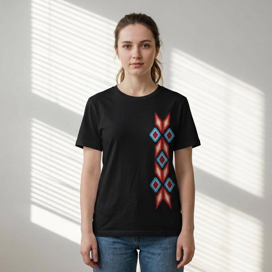 Geometric Tribal Shirt Indigenous Inspired Tee Native Style Floral T ...