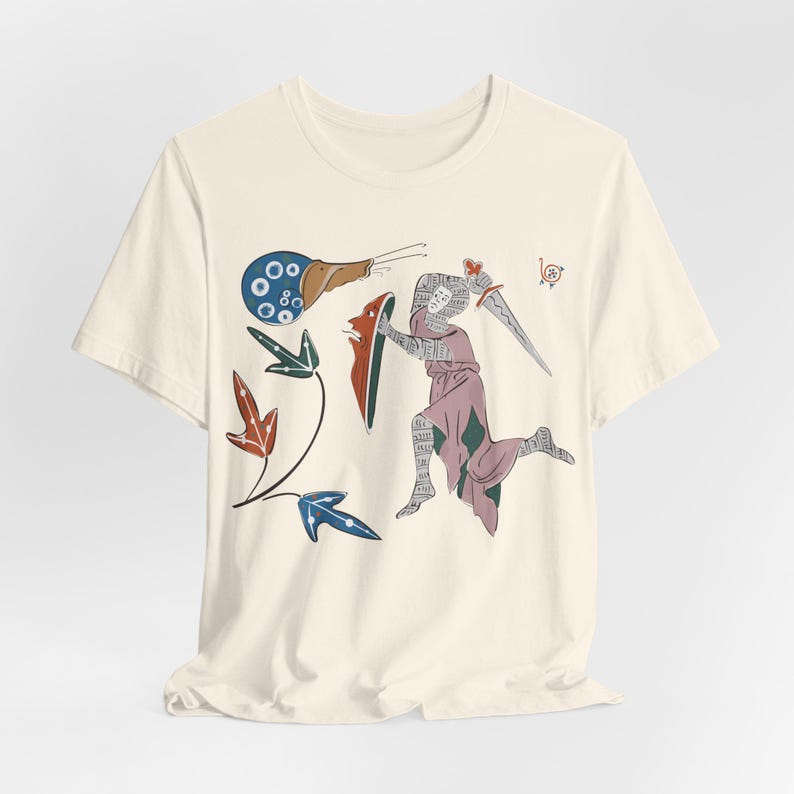 Medieval Knight vs Snail T-Shirt Gothic Marginalia Art Shirt Funny Manuscript Tee image 1