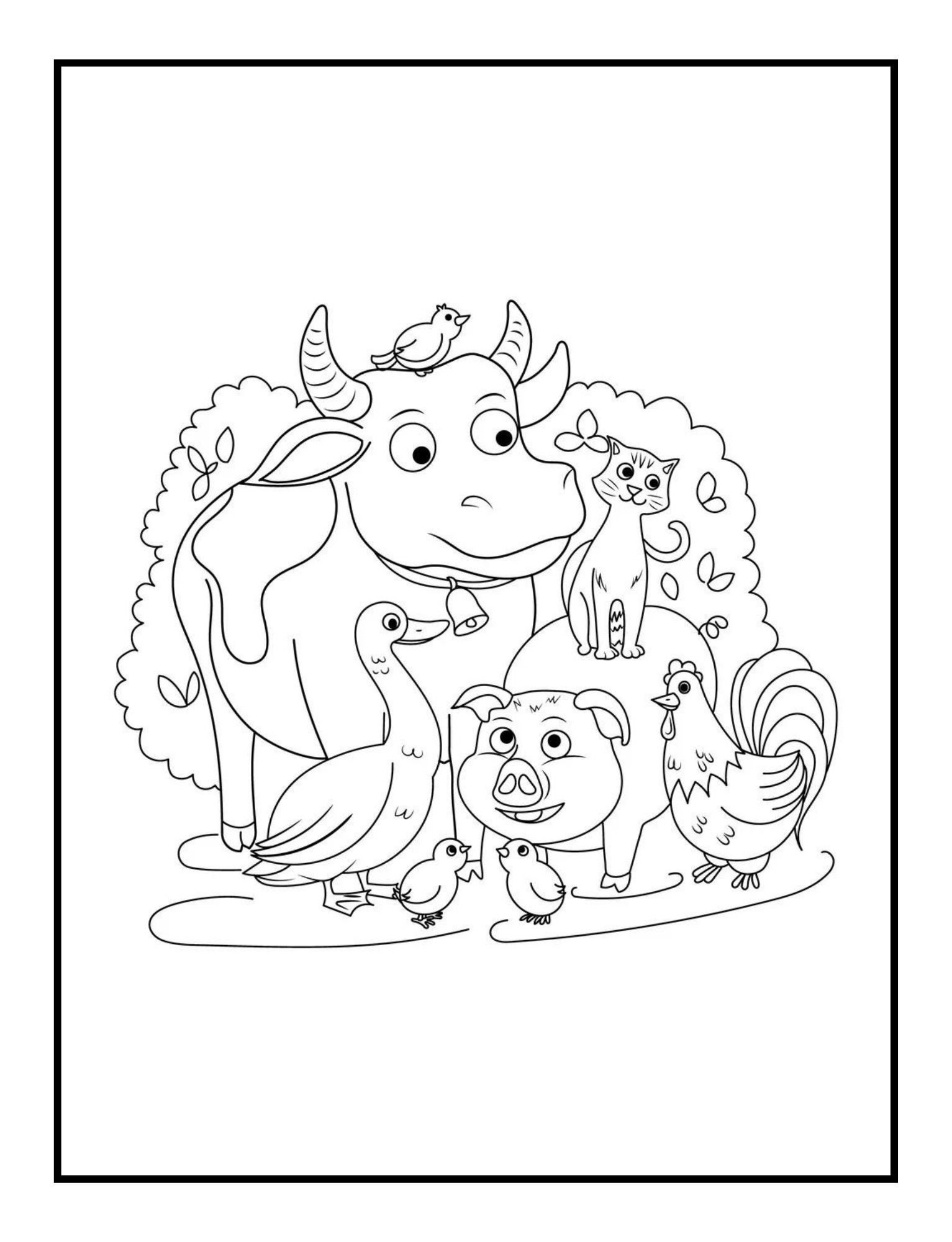 1 Animal Coloring Page, Animal in Garden, Pdf Download, Animal Playing ...