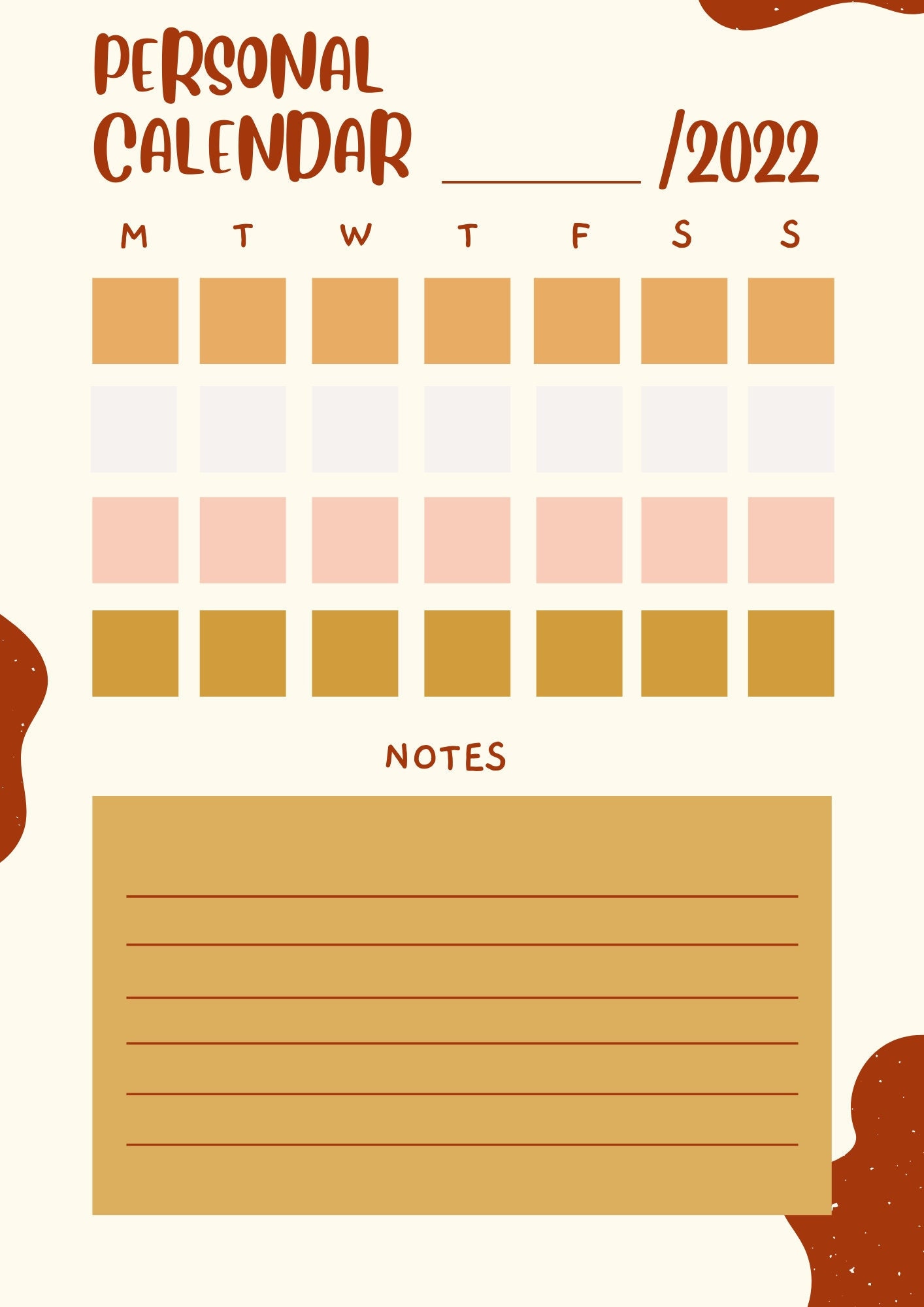 Personal Calendar, Calendar, Digital Calendar, Downloadable Calendar ...