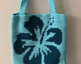 Crochet Hibiscus Summer Tote Bag - Etsy