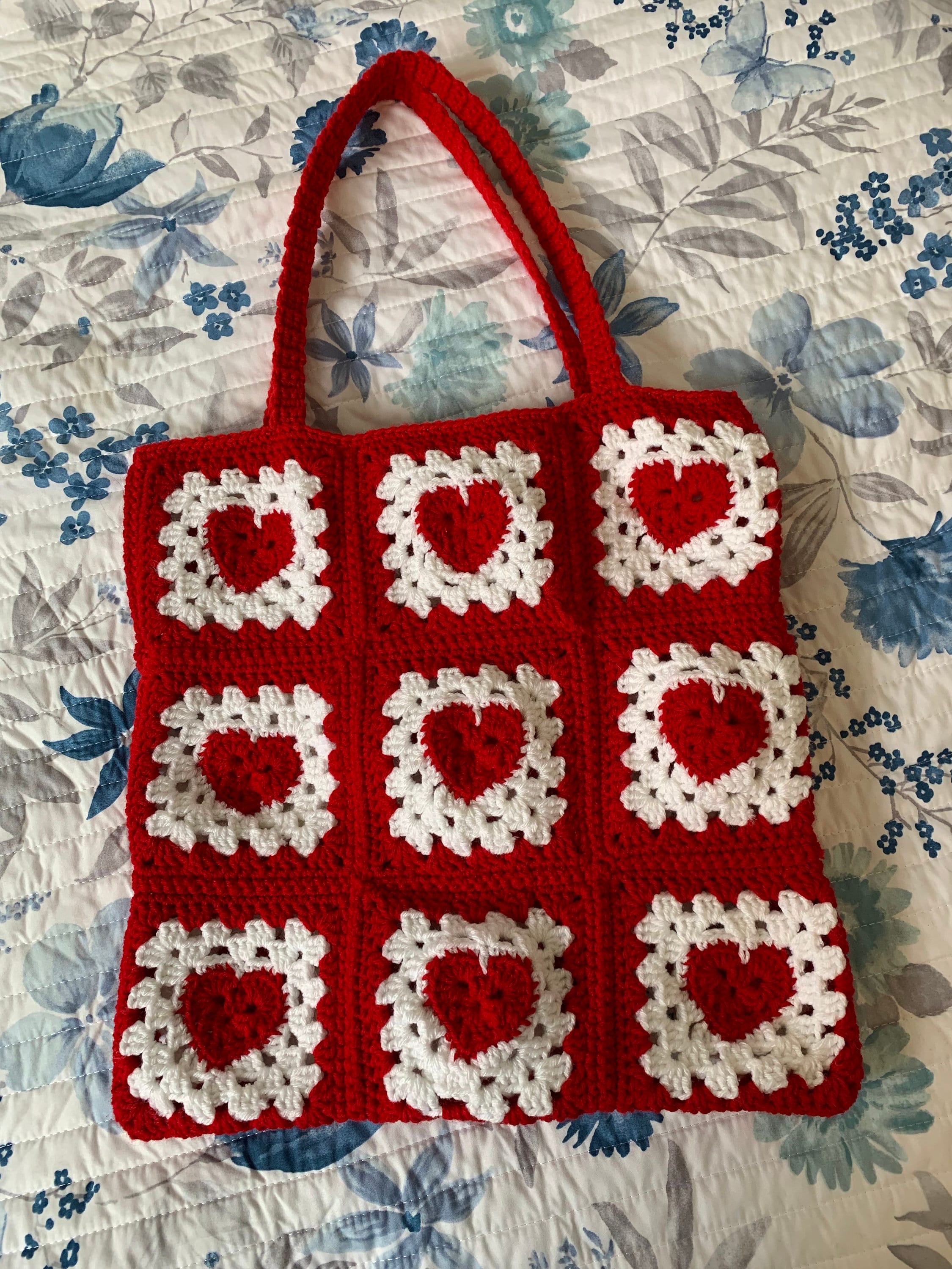 mini crochet heart tote