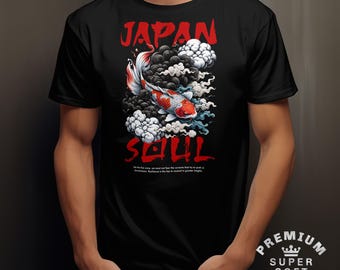 Japan Soul Unisex-T-Shirt mit japanischem Koi-Karpfen-Motiv, japanischer Kunst, Bella Canvas 3001