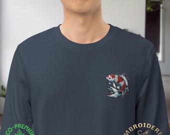 Unisex Embroidered Hoodie, Japanese Koi Design, SOL’S 03574