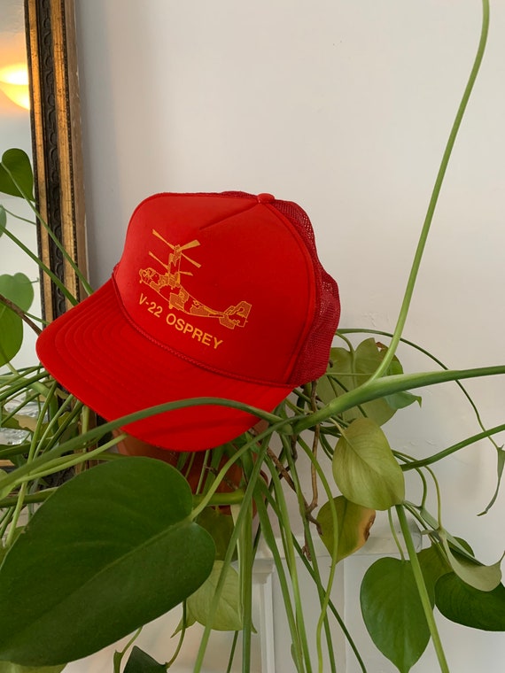 V-22 Osprey USAC Red Trucker Style Cap, snap back View 4