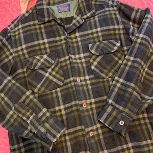 1960年代 ペンドルトン 100% ウール グリーン チェック柄 ボタンダウン