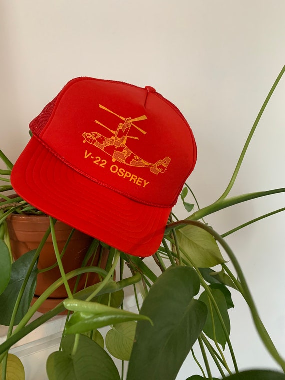 V-22 Osprey USAC Red Trucker Style Cap, snap back