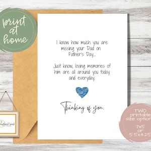 Carte minimaliste papa manquant pour la fête des pères | Je pense à vous | Carte sincère pour un ami ou un être cher | Fichier numérique