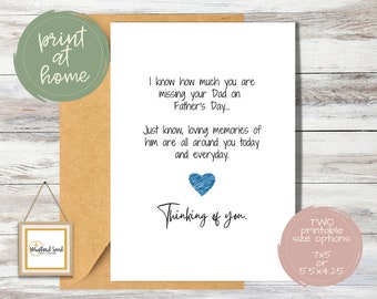 Missing Dad on Fathers Day Minimalist Card | Thinking of You | Heartfelt Card for Friend or Loved One | Digital File