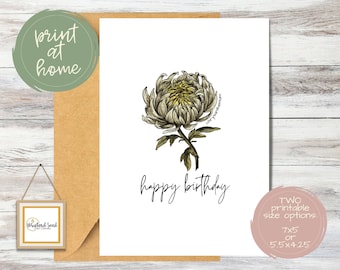 Geburtsmonat Blumen Geburtstagskarte November - Chrysantheme | Chrysantheme Blumen Geburtskarte für Sie | PDF-Dateien