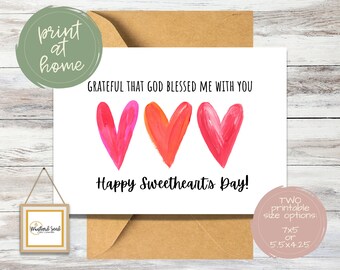 Christian Valentine's Day Card | Hearts, Meaningful Message (PDF)