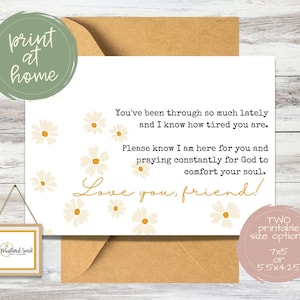 Printable Encouragement Card for a Friend Going Through a Hard Time | Praying for God's Comfort for Friend | Digital Download