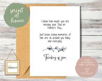 Father's Day Card for Someone Who Has Lost Their Dad | First Fathers Day Without Dad | Printable Card | Missing Dad on Father's Day