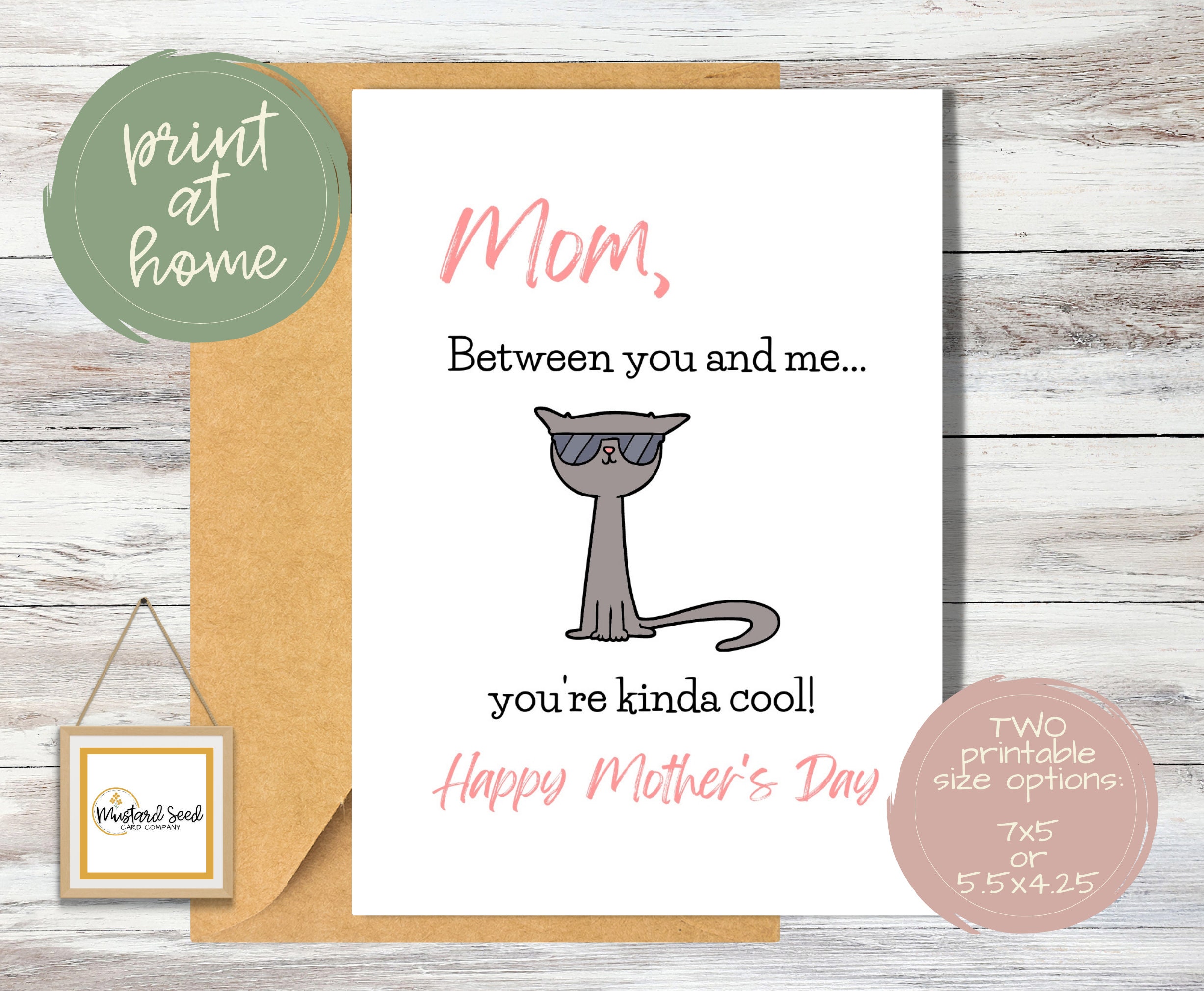 Printable Mothers Day Card for a Cool Mom | Card From Tween or Teen for ...