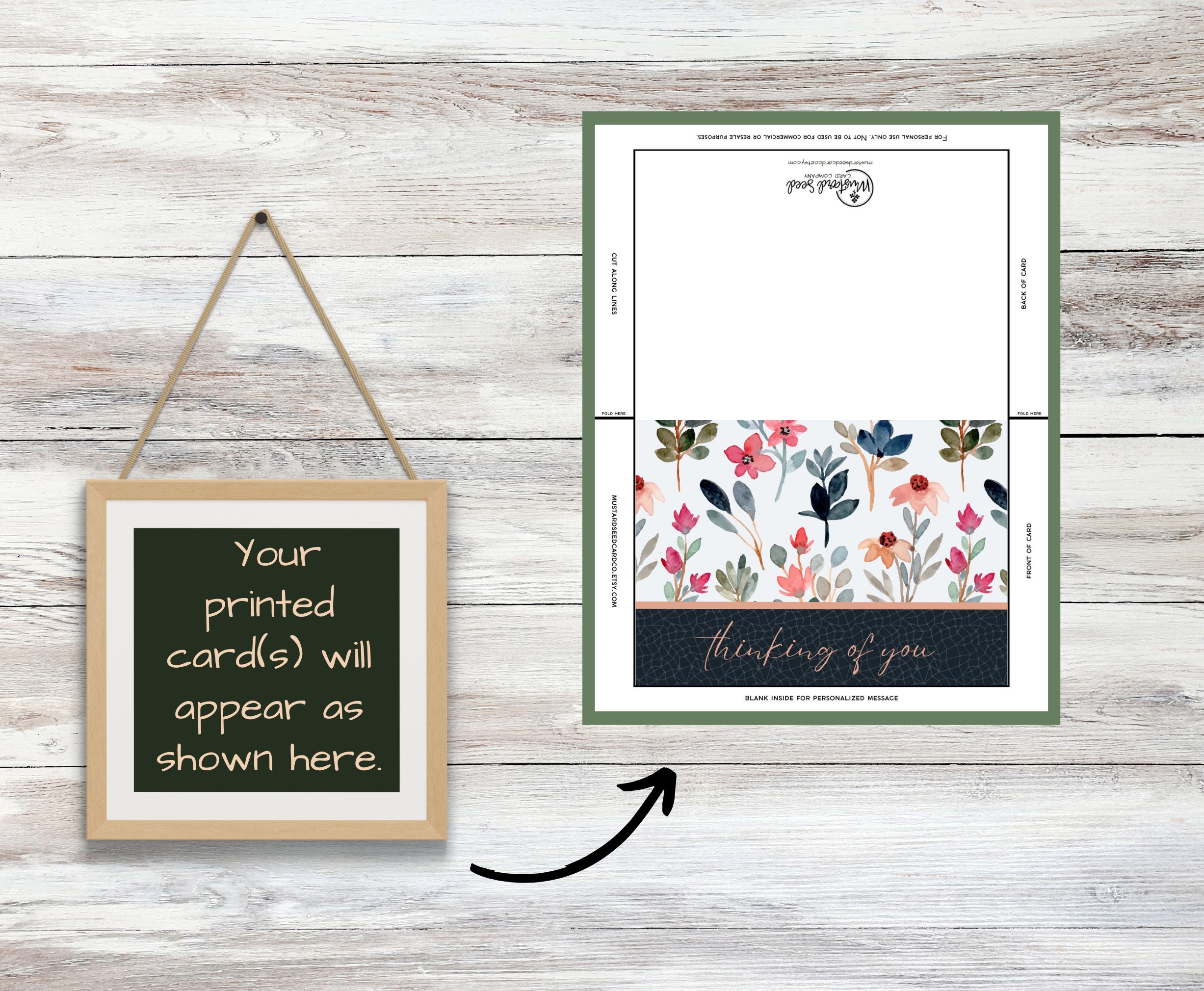 Printable Thinking of You Card With Dark Blue Floral Pattern | Card to ...