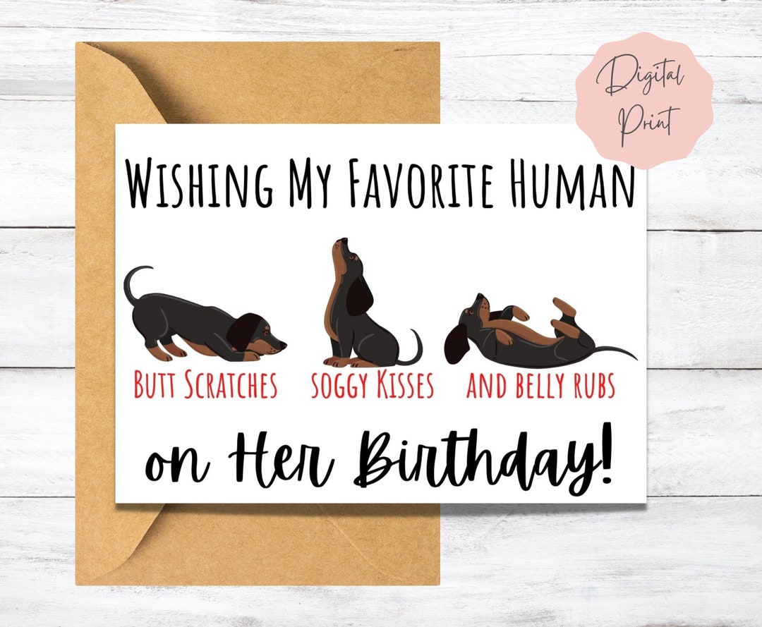 Funny Birthday Card From Dachshund to Dog Mom | Printable Birthday Card ...