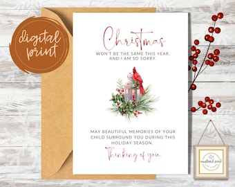 Printable Christmas Sympathy Card for Loss of Child | First Christmas Without Child/Baby