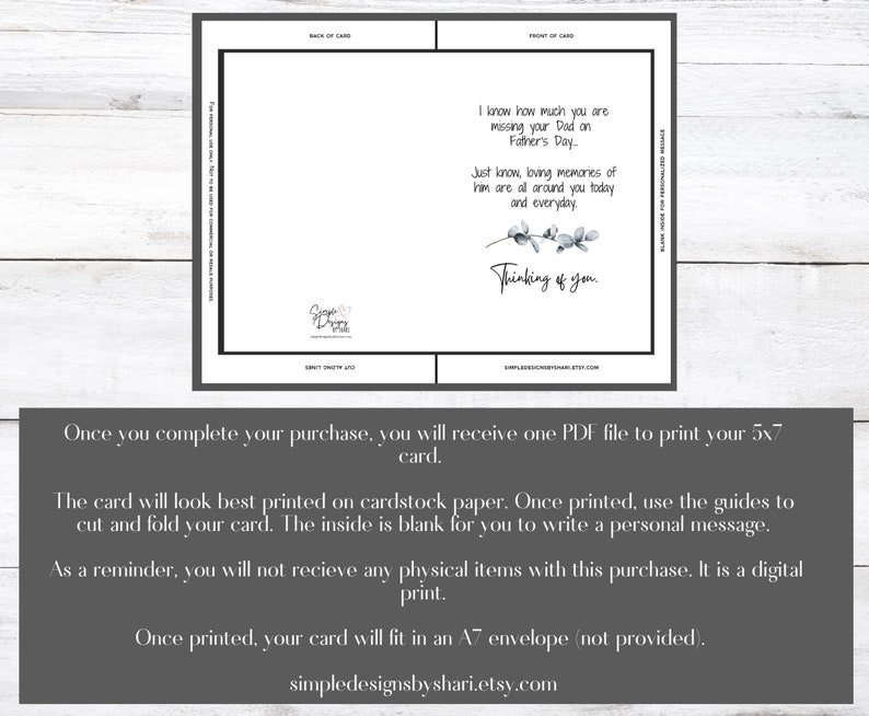 Father's Day Card for Someone Who Has Lost Their Dad Etsy