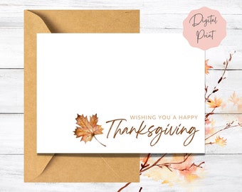 Tarjeta de Feliz Día de Acción de Gracias imprimible para compañeros de trabajo / Deseándole una feliz tarjeta de Día de Acción de Gracias Amigos, Familia, Negocios, Empresa / Tarjeta Digital