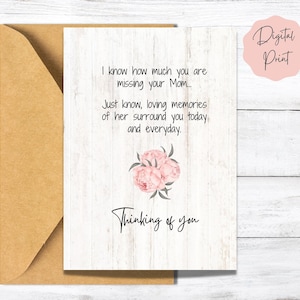 Carte de sympathie imprimable pour un ami qui a perdu sa mère | Message sincère d'encouragement après la perte de sa mère | Carte de condoléances téléchargeable