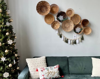 Wood Bead Garland with Green Tassels