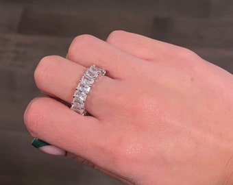 Open Baguette Sterling Silver Ring plated in 18K Gold main image 0