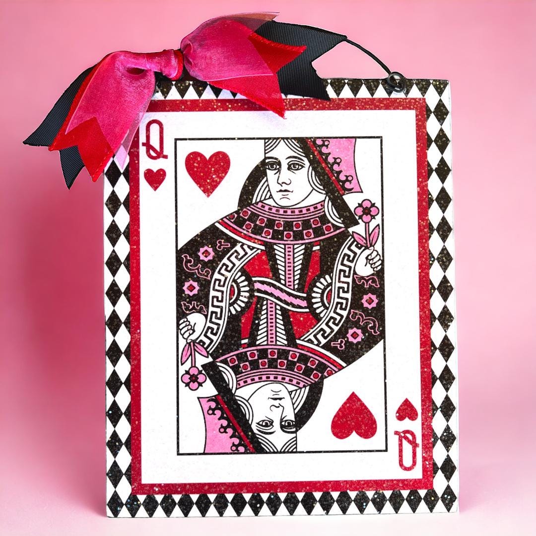 Queen of Hearts Card Sign. 8x10 In. - Etsy