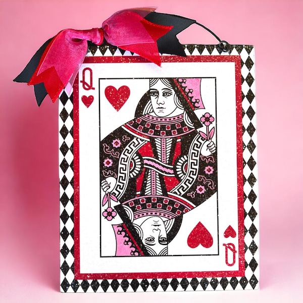 Queen of Hearts card sign. 8x10 in.