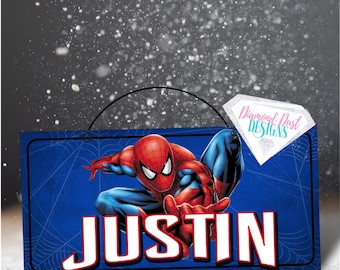 Personalized Spiderman sign 6x12 inches.