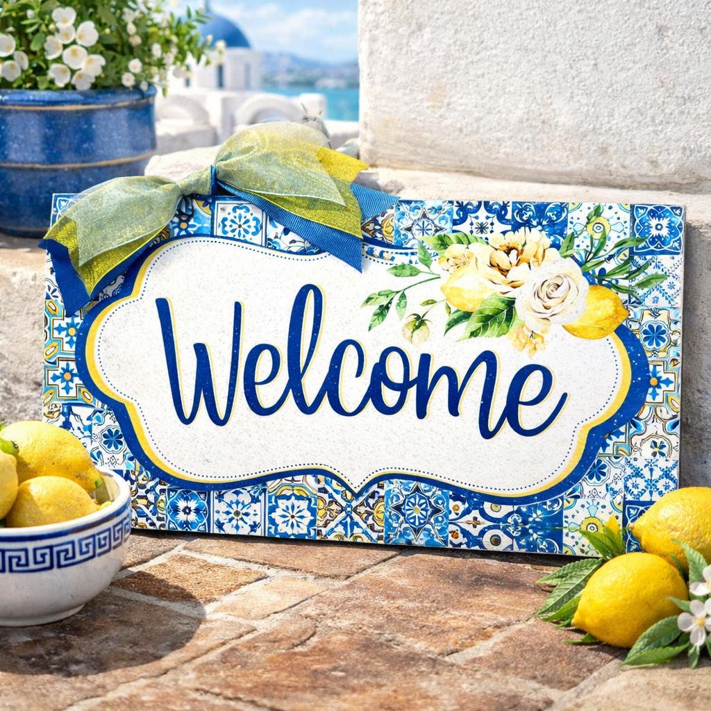 Mediterranean Tile Lemon Welcome Sign. - Etsy