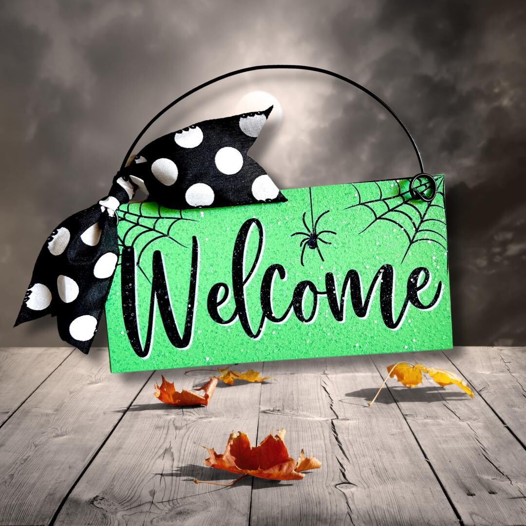 Welcome With Webs Mini Wood Sign 3x6 Inch. - Etsy