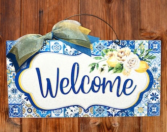 Mediterranean Tile Lemon Welcome sign.