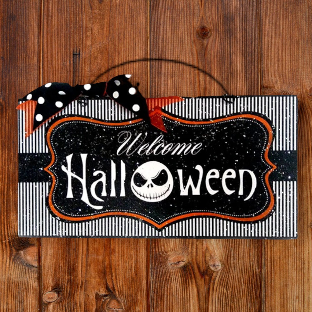 Welcome Halloween Jack Skellington Sign. - Etsy