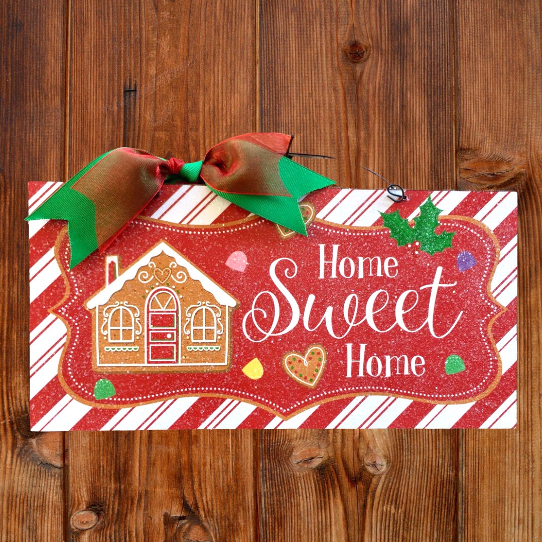 Home Sweet Home Gingerbread house sign. Wood or metal option.